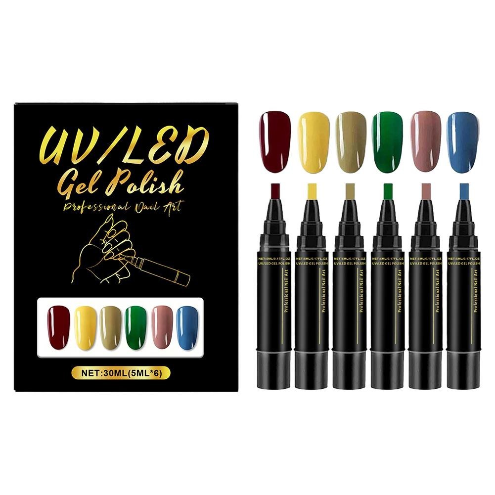 6PCS Polishey Nail Polish Pens Nail Varnish Pens, Gel Polish Pen Pack Nail T7Z5