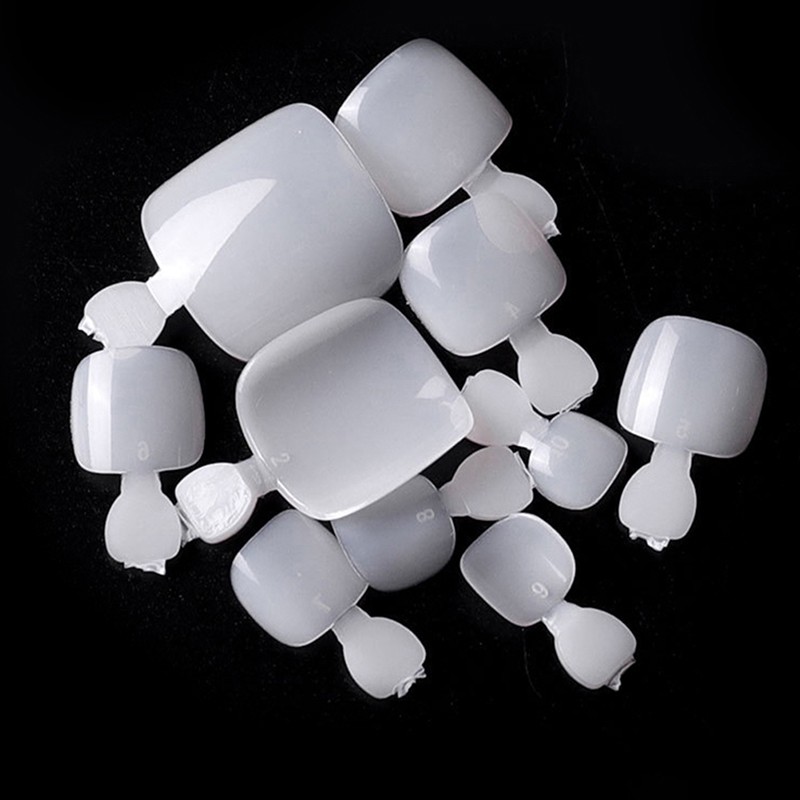 500Pcs False Fake Artificial Toe Nails Tips French Foot Tips Toenails Manic F6
