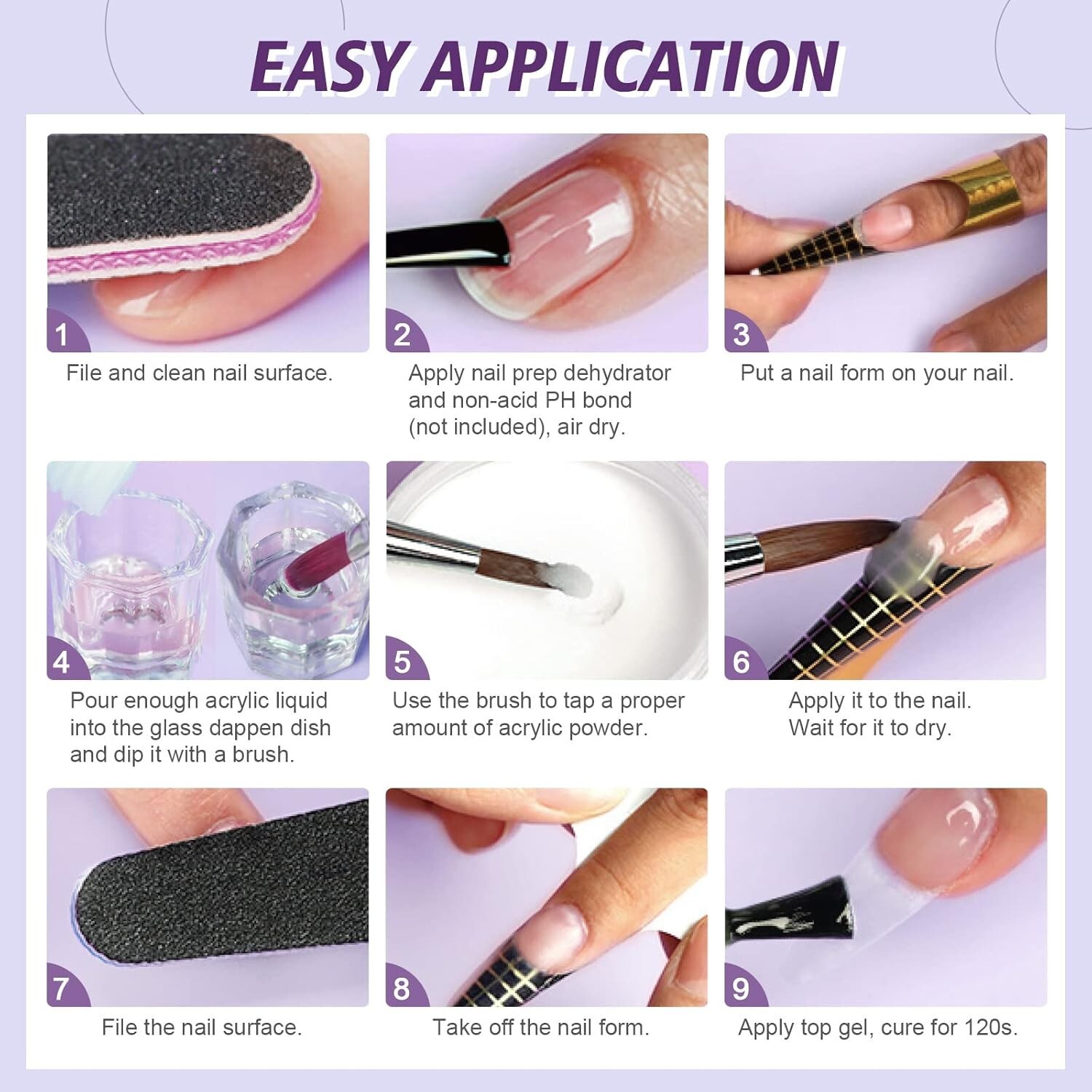 Acrylic Nail Kit 30g Clear Powder & 60ml Liquid Set With Nail Brush Extension