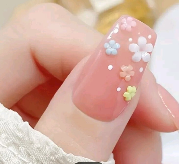 Box Lot 3D Nail Art Charms Flowers Pearls 6 Colors Pink Blue Black Purple Red
