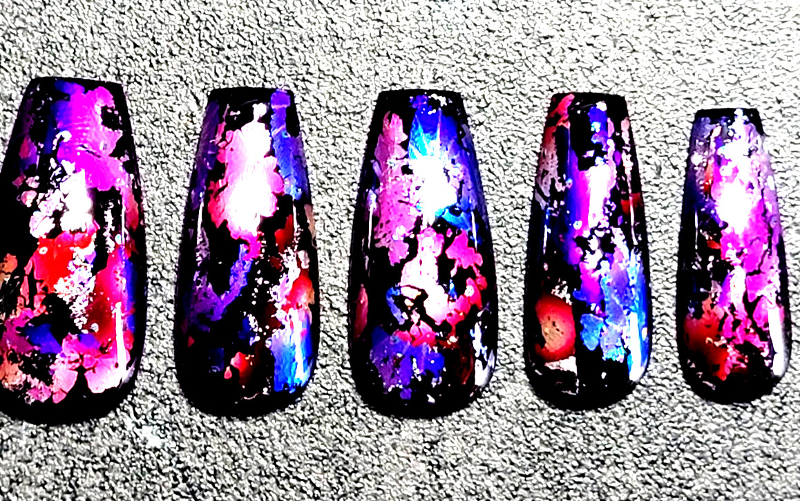 Custom Gel Press on Nails fake nails Handmade 10 pc set MEDIUM Pink Red Purple