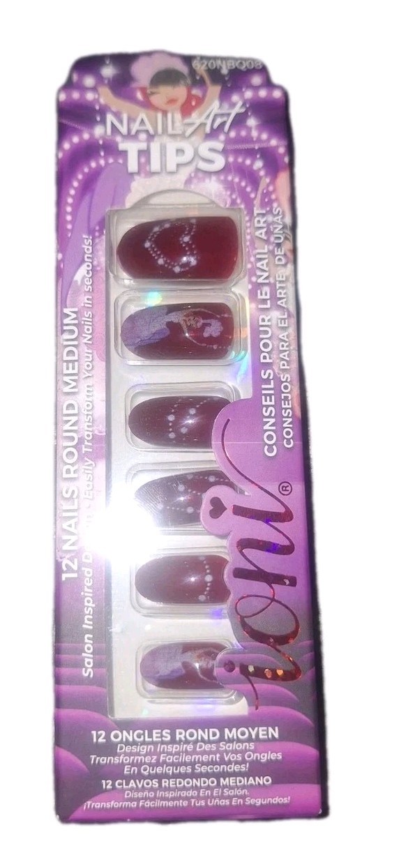 Ioni Nail Burlesque Lot Of 2. 1 Set Round Medium & 1 Set Round Long. New!