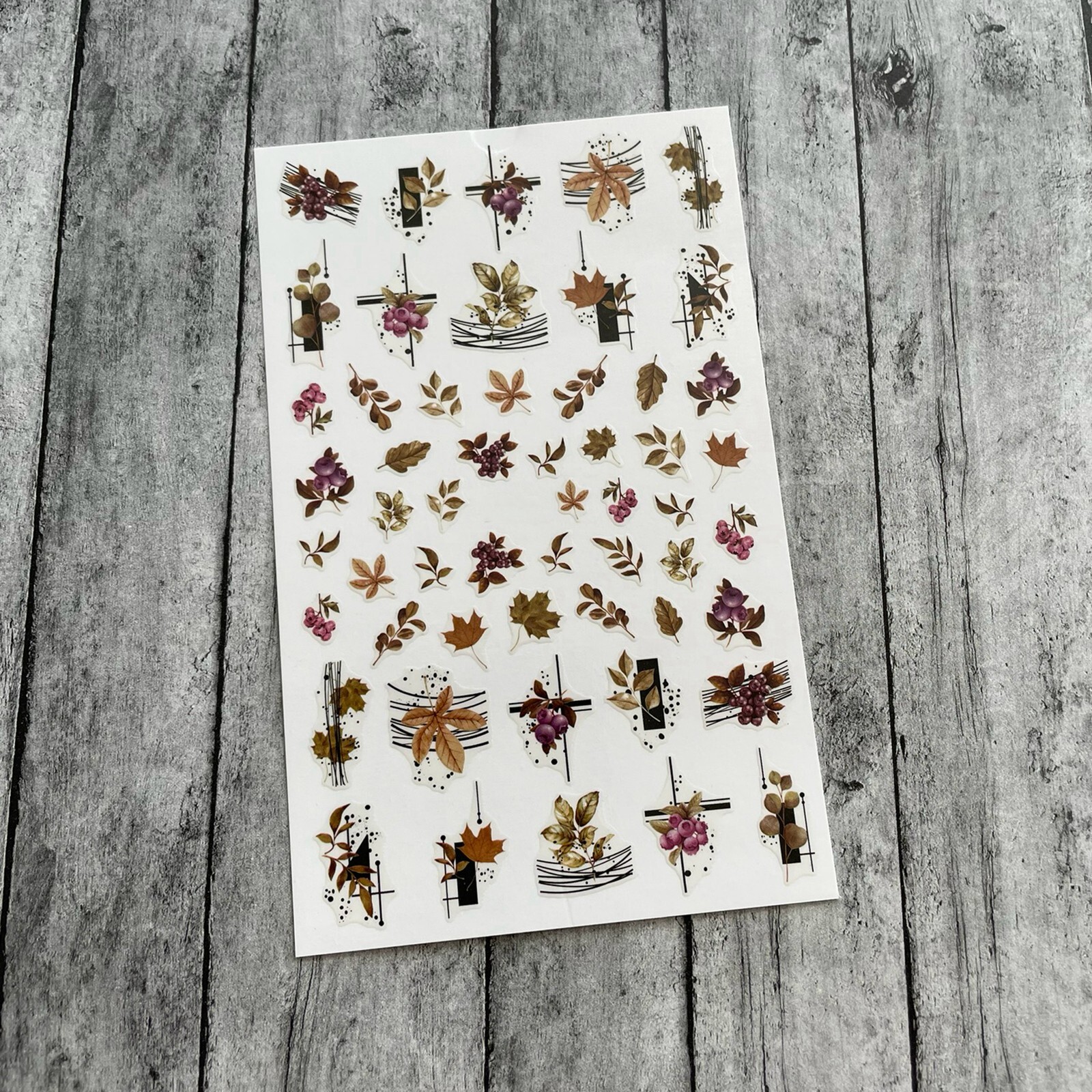 Autumn Leaves Maple Nail Sticker Hello Autumn Fall Leaf Geometric Lines Fruit