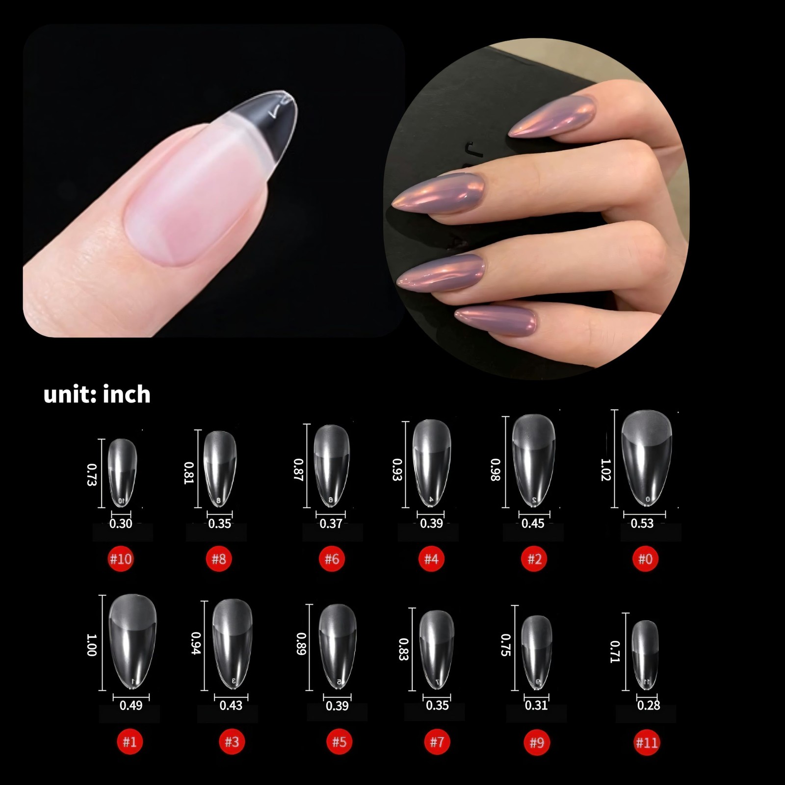 240Pcs Almond Press On Nail Tips – Clear Acrylic Ultra-Thin Seamless Full Cov…