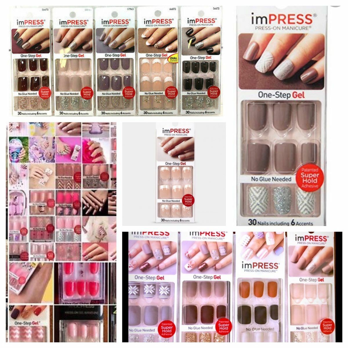 imPRESS Gel & Reg Press-on Manicure Nails 24 & 30 Nail W/accents CHOOSE Style