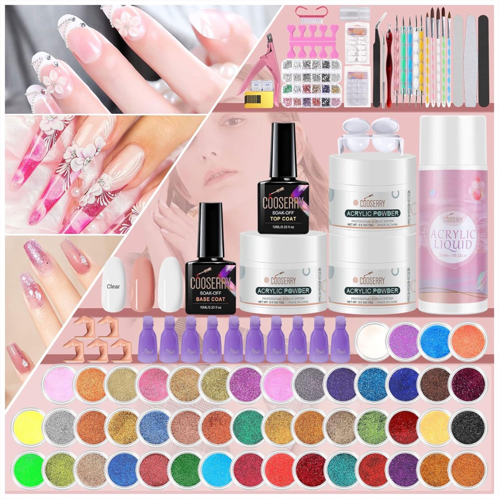 Paquete De Uñas Acrilicas Kit Profesional De Esmalte Para Pinceles Set Rutilar