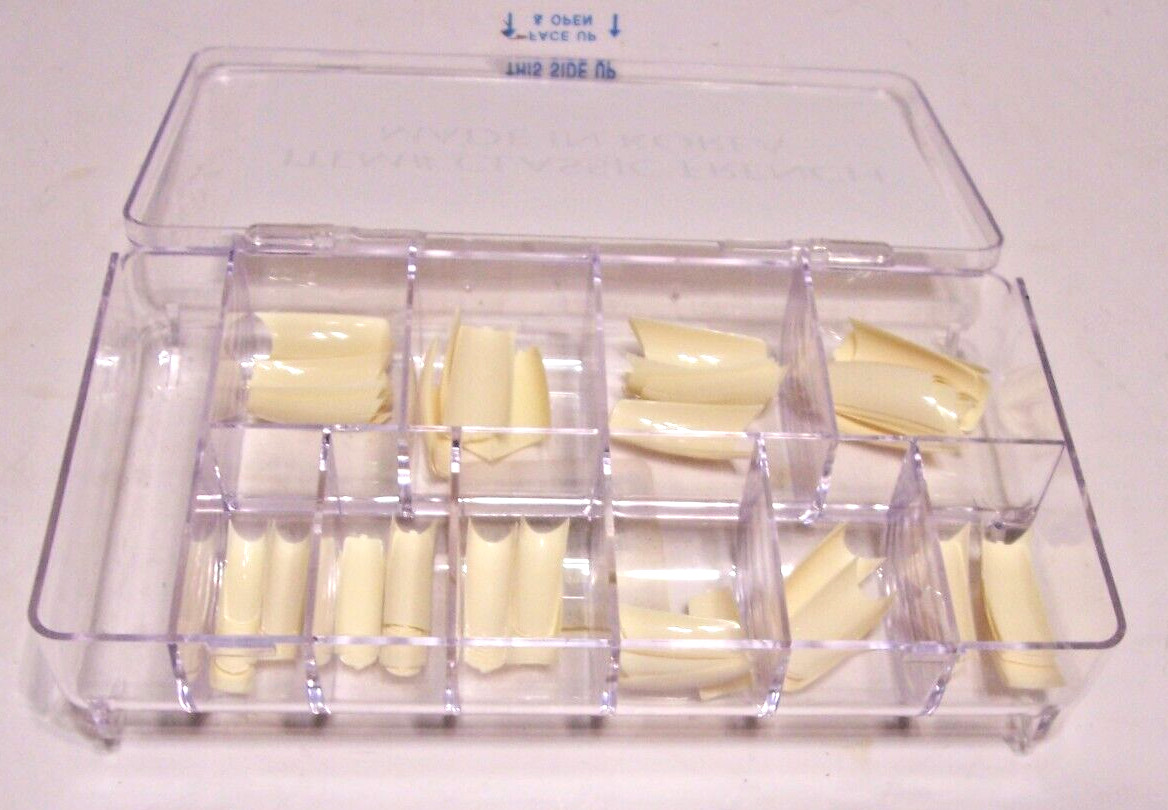 100 Vintage French White False Finger Glue on Nails for Art Salon Made in Korea