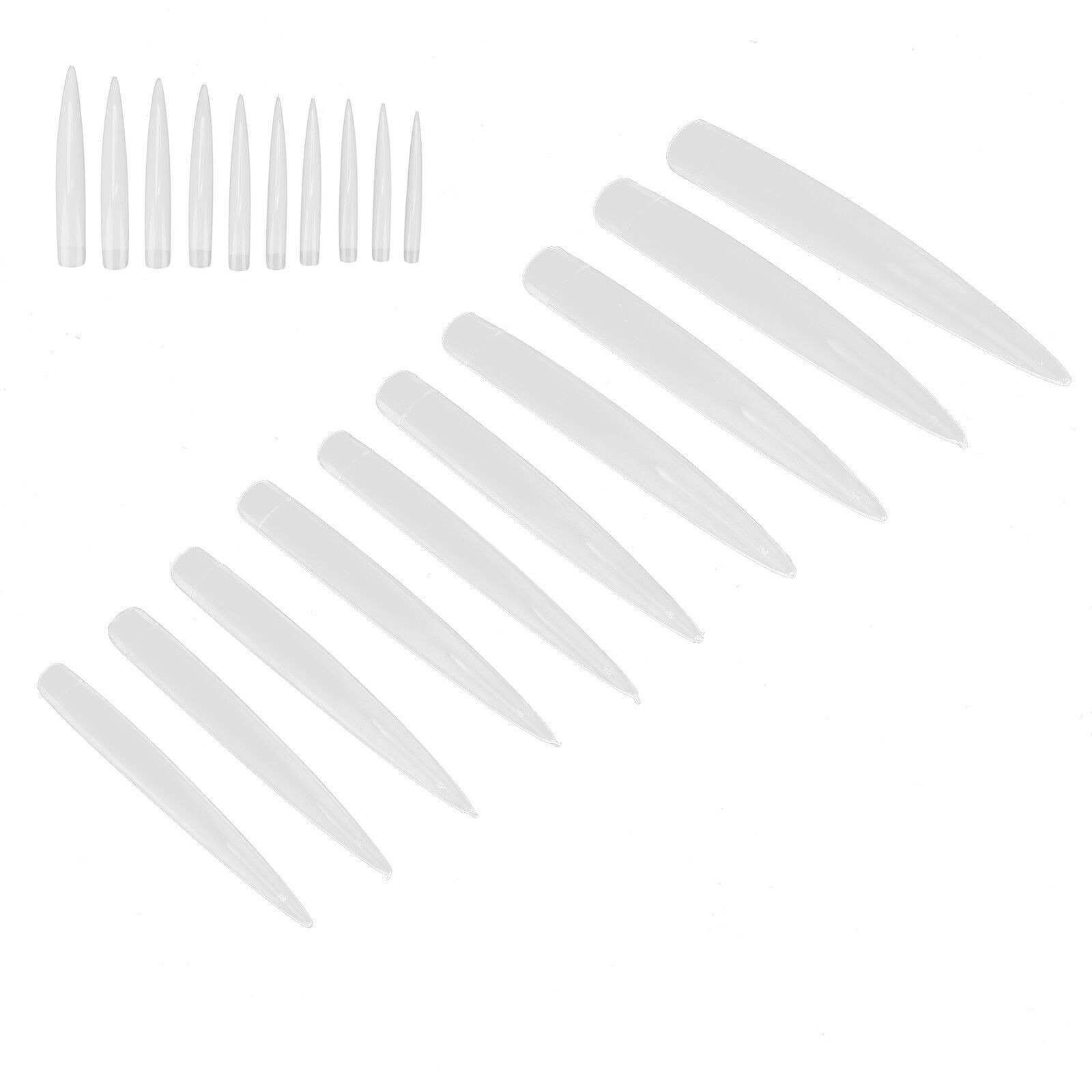 10pcs Professional Long Pointed Nail Tip Home Salon Fake False Nail Set Manicure