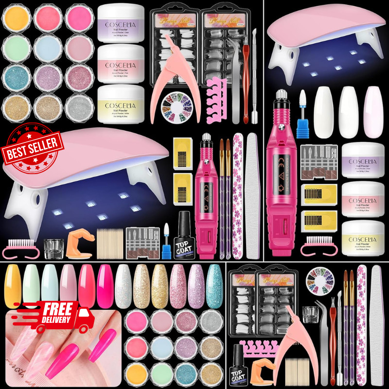 Professional Acrylic Nail Kit for Beginners with UV Light and Accessories