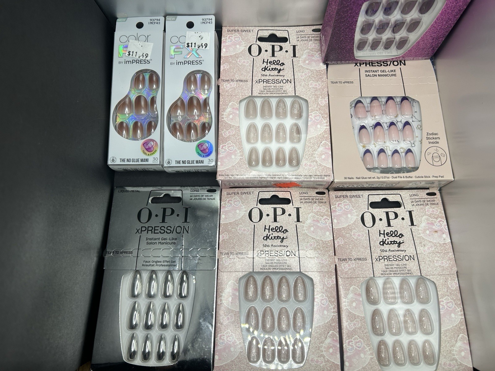 OPI Press-On Nails Hello Kitty Glitter Purple Long Oval Full Cover Pre-Designed