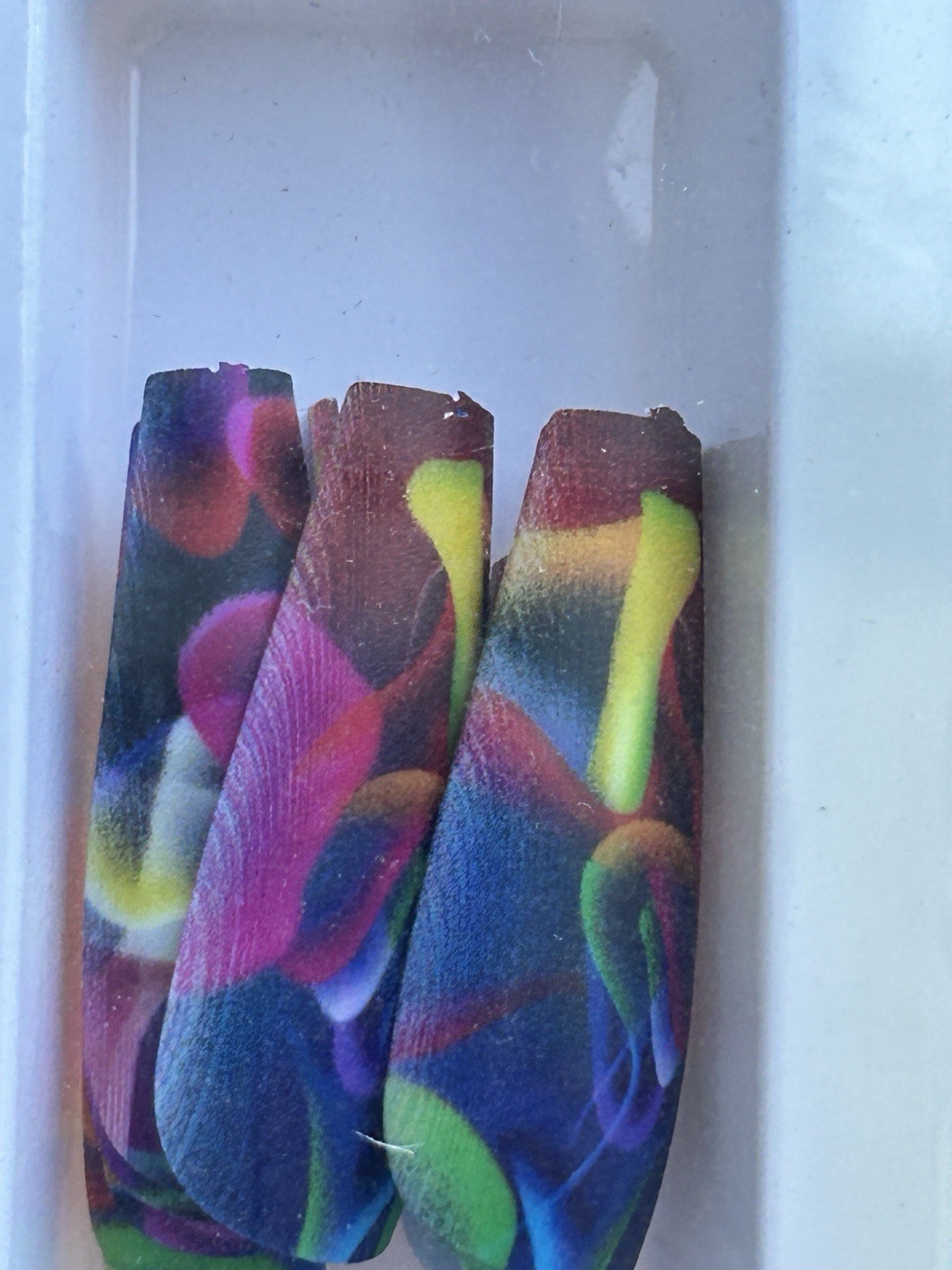 Press On Nails Long Square Abstract Art Design Rich Multicolored 24ct