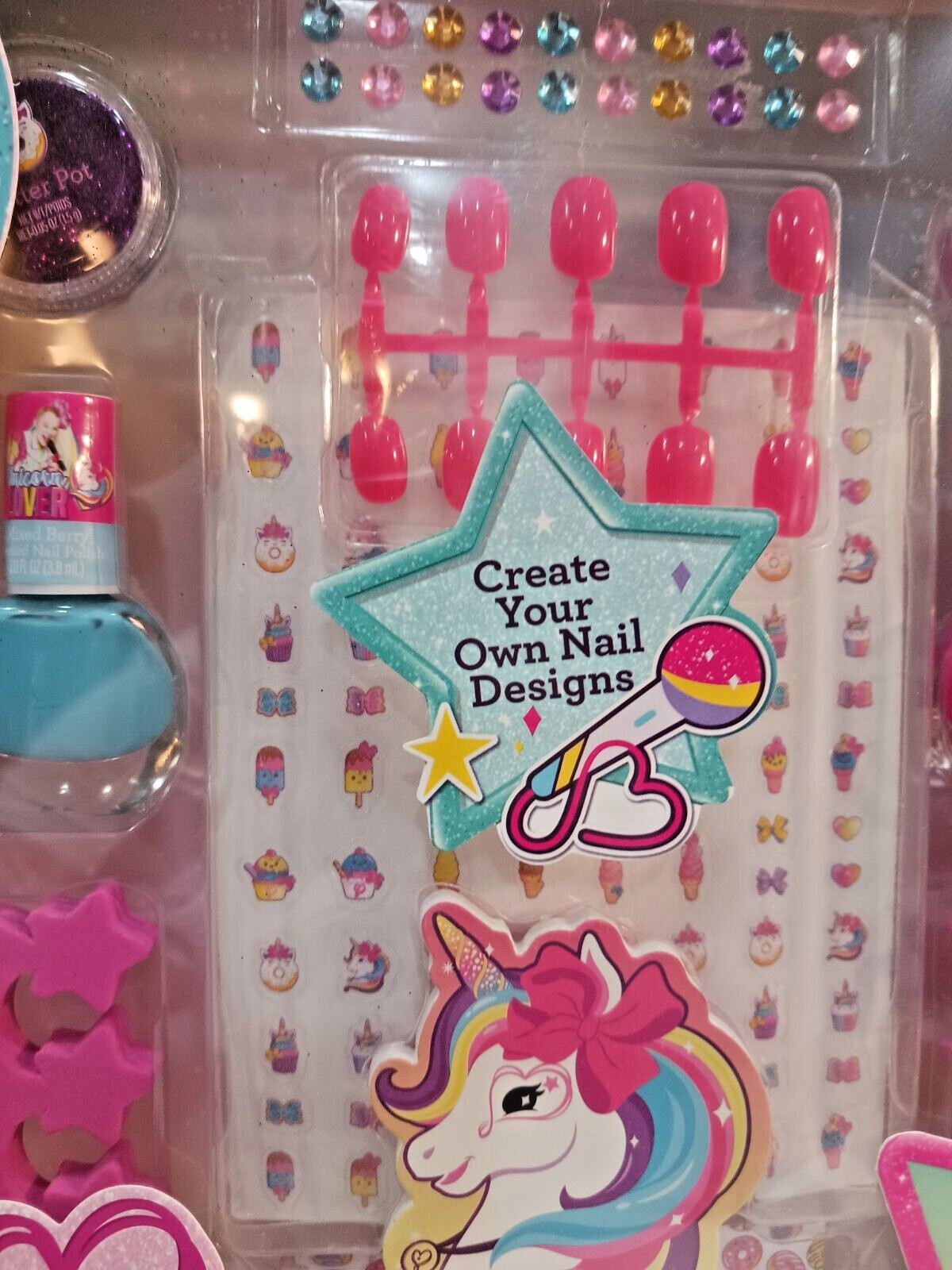 JoJo Siwa 80+ pcs Nail Kit DIY Polish Glitter Stickers Gems and More NEW