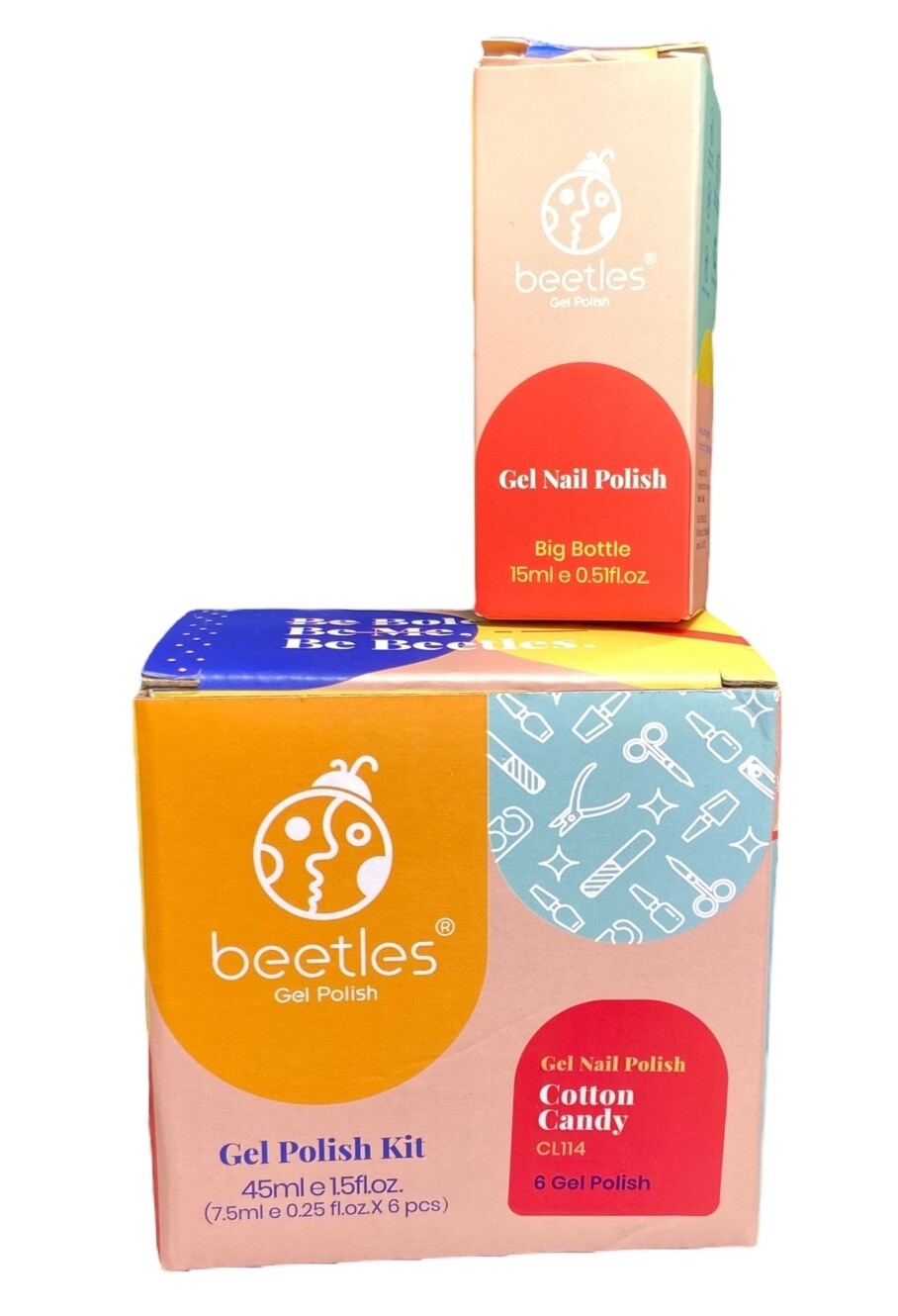 Beetles 7 Gel Nail Polish Cotton Candy 45ml e 1.5floz Big Bottle 15ml e 0.51floz