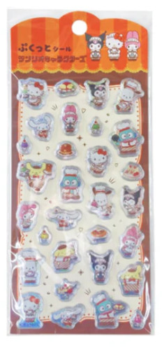 Daiso Sanrio Puffy Stickers Set of 3 Cinnamoroll Hangyodon Cafe Kawaii Japan New