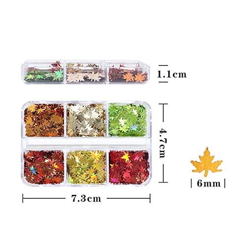 3D Fall Leaves Nail Art Glitter Sequins Laser Sparkly Maple Leaf Nail Glitter