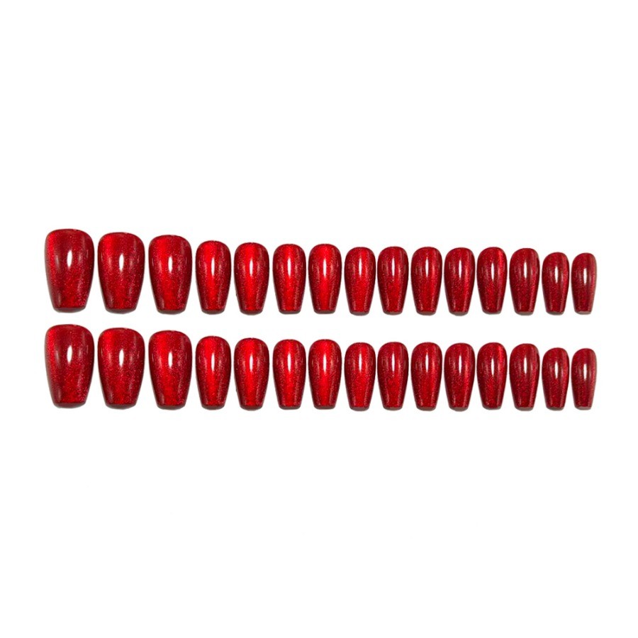 60Pcs Wine Red Cat Eye Solid Press on Nails, Short Square Elegant Fake Nails