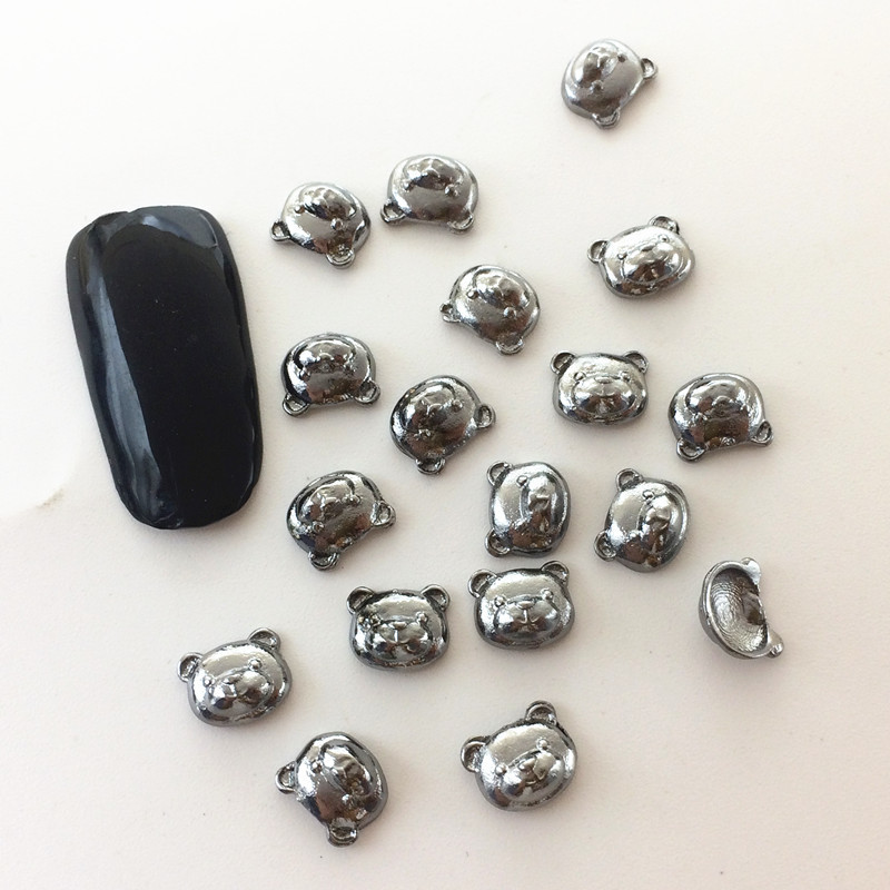 20pcs New 3D Nail Art Gold/Silver/Grey Bear Metal Alloy Cute Charms Decorations
