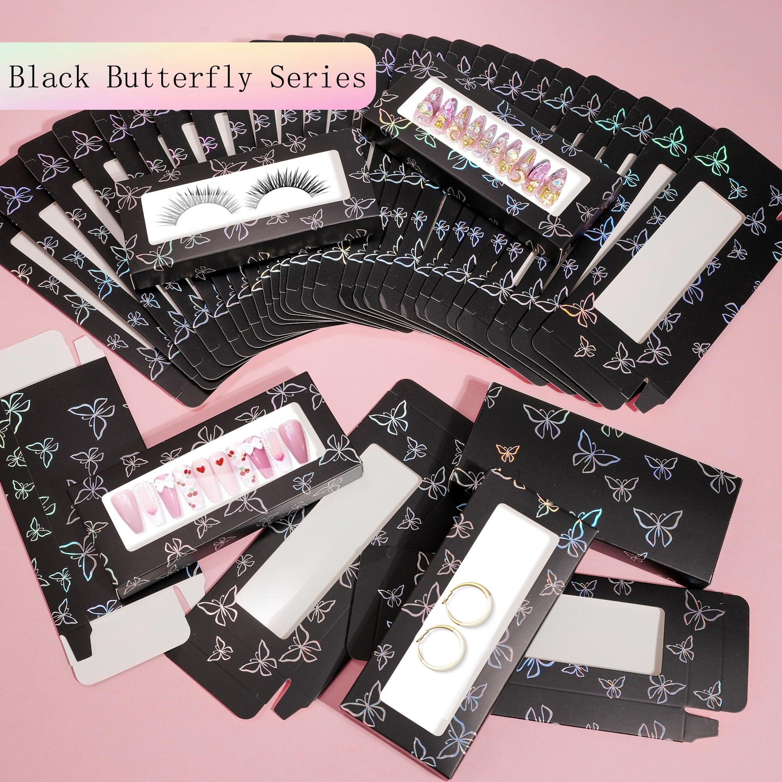 74PCS Press on Nails Packaging Box Set Includes 35PCS Empty Nail Package Box …