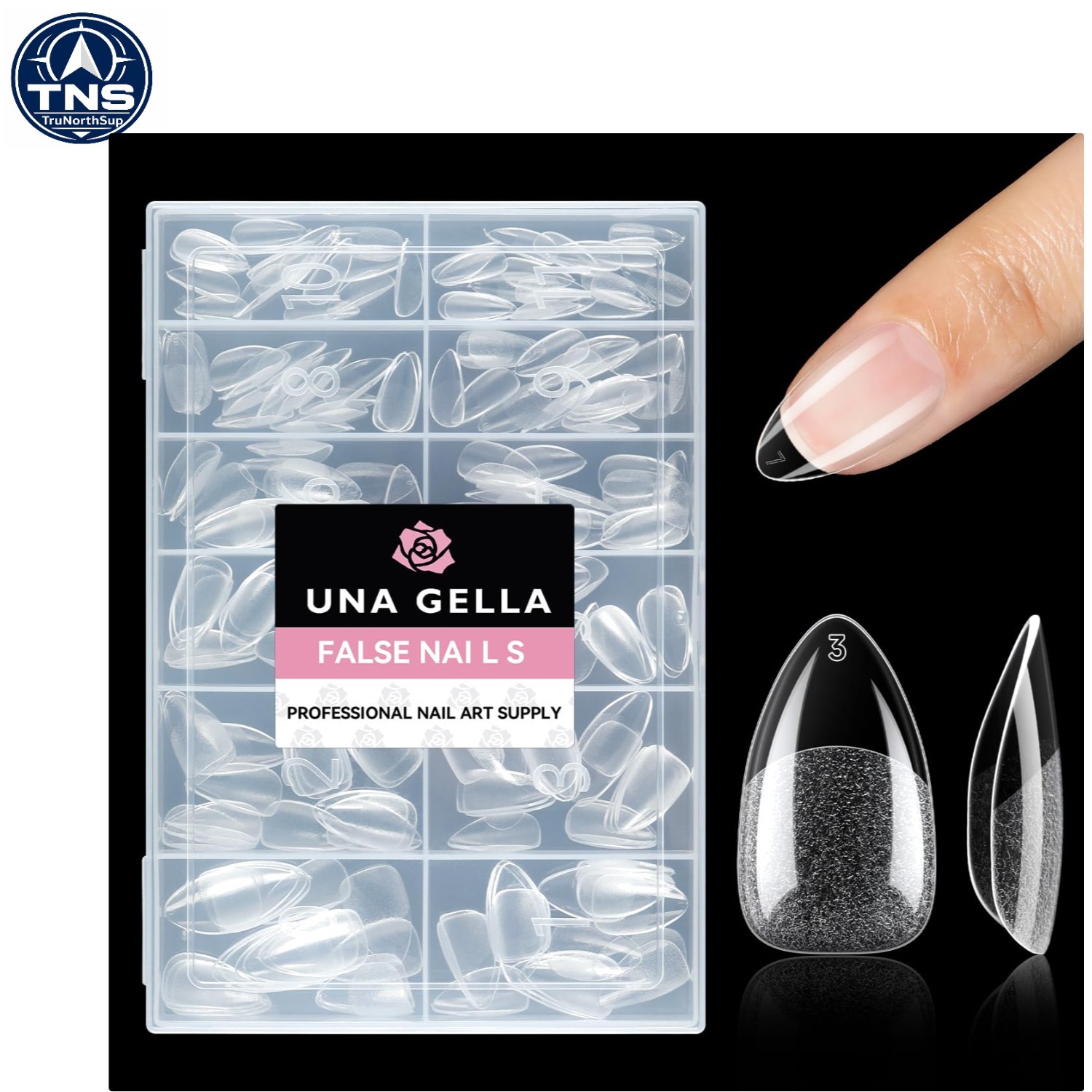 Short Almond Fake Nails 216pcs Pre-shaped Gel Acrylic Tips Full Cover Nail Ex…