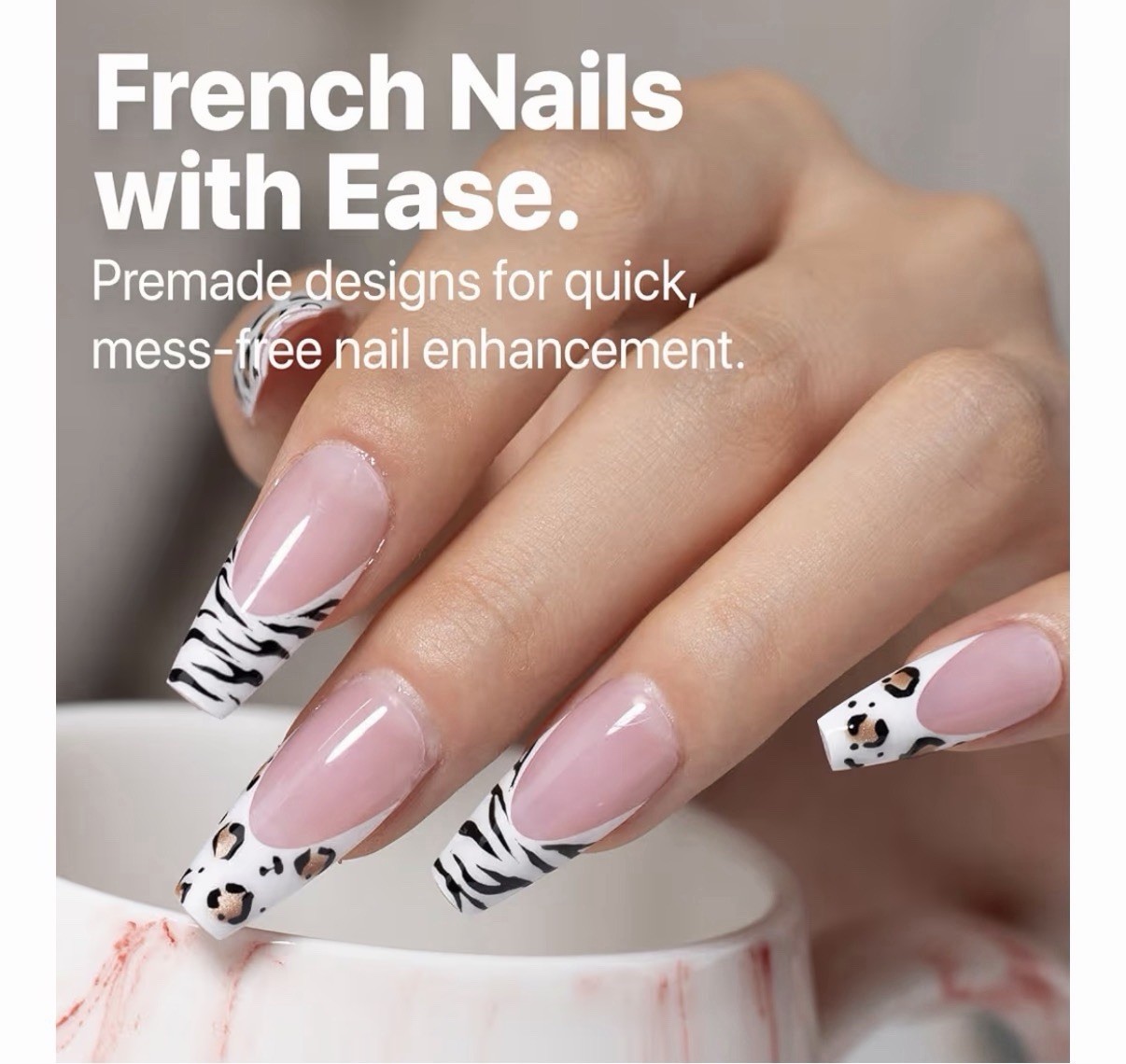 Pink French Tip Press-On Nails Starter Kit – Medium Square X-Pro Tips