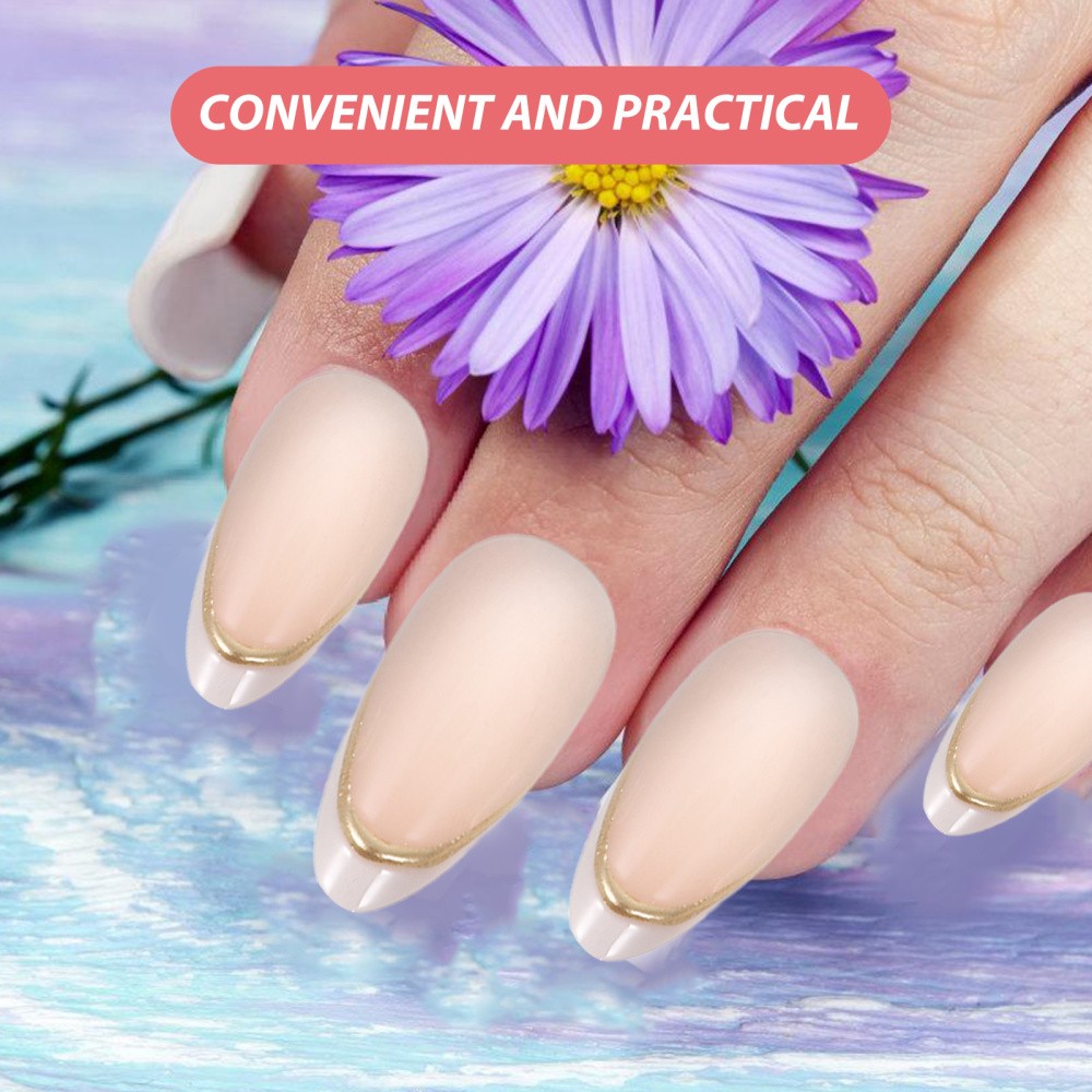 1Set Clear Press on Nails Almond Shape Full Cover French Tip False Nails Pink