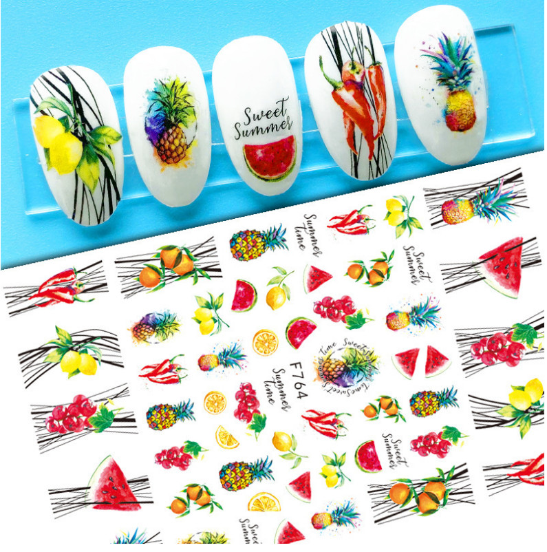 3D Nail Art Sticker Transfer Decals Strawberry Cherry Lemon Fruit Pattern NH15