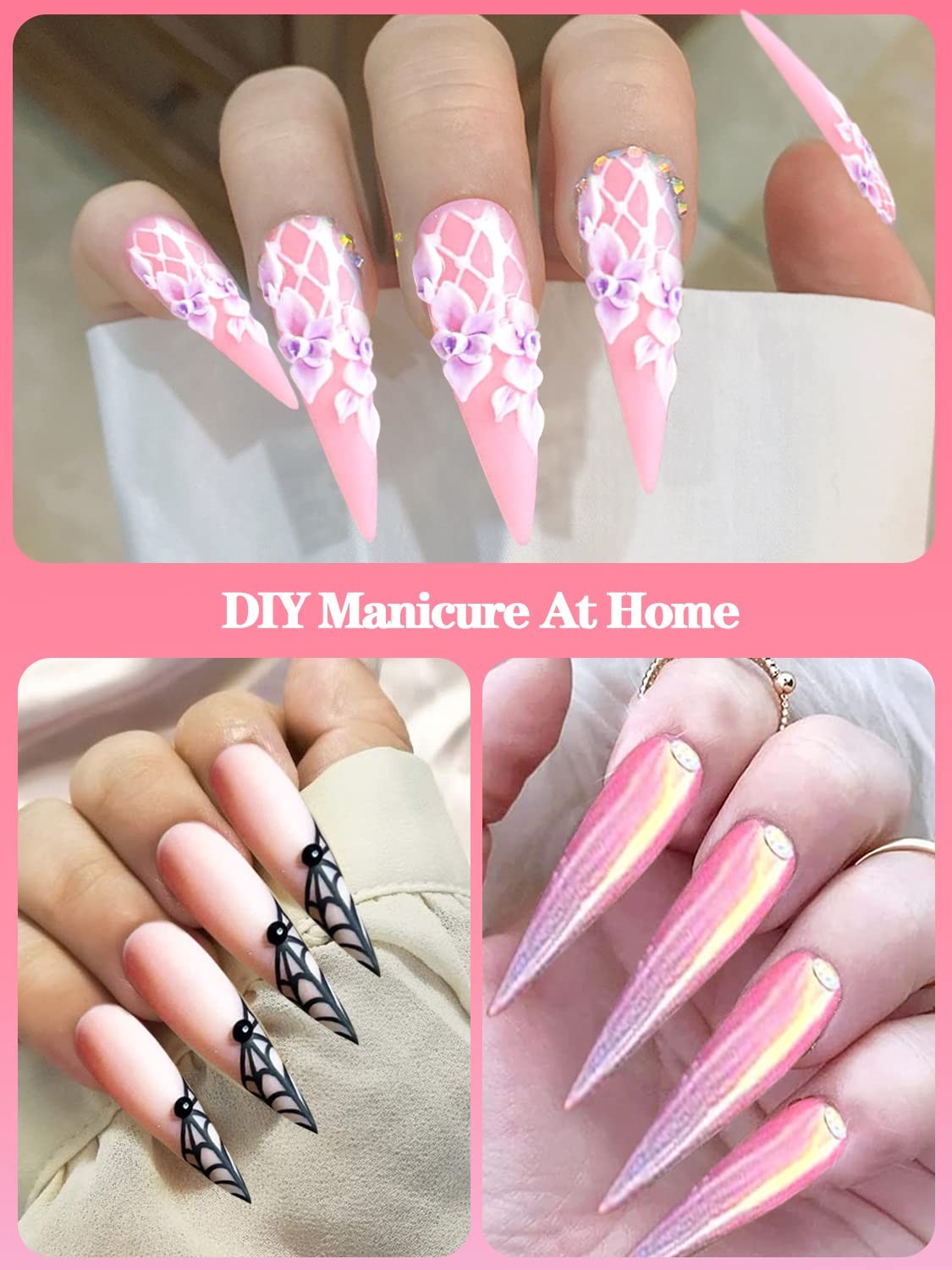Stiletto Nail Tips for Acrylic Nail, 500pcs XXL Stiletto Nail Tips Half Cover…