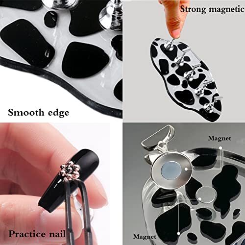 1Set Acrylic Nail Stand with 42pcs Reusable Putty Metal Nail Holder for White