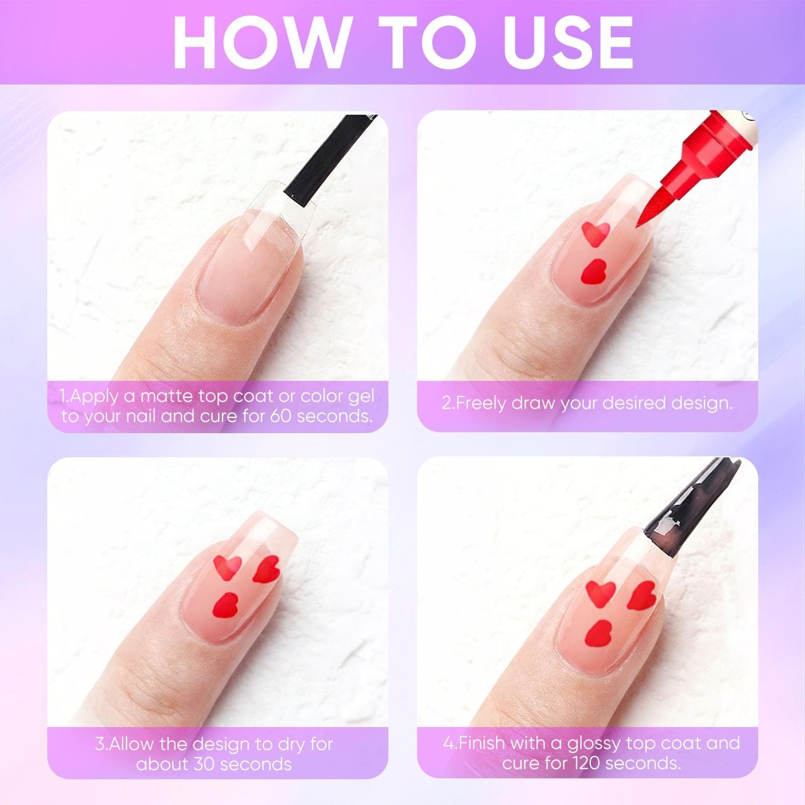 24 Color Dual-Ended Nail Art Pens Set, Quick-Drying Markers for DIY Nail Design