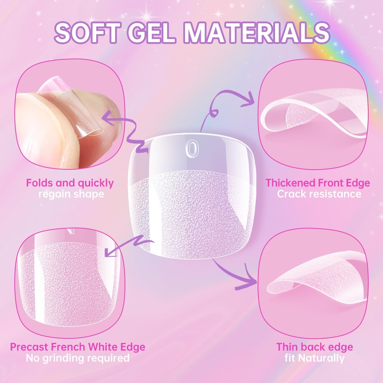Kids Fake Nails – 240PCS 10 Sizes Squared Oval Half Matte Full Cover Acrylic …