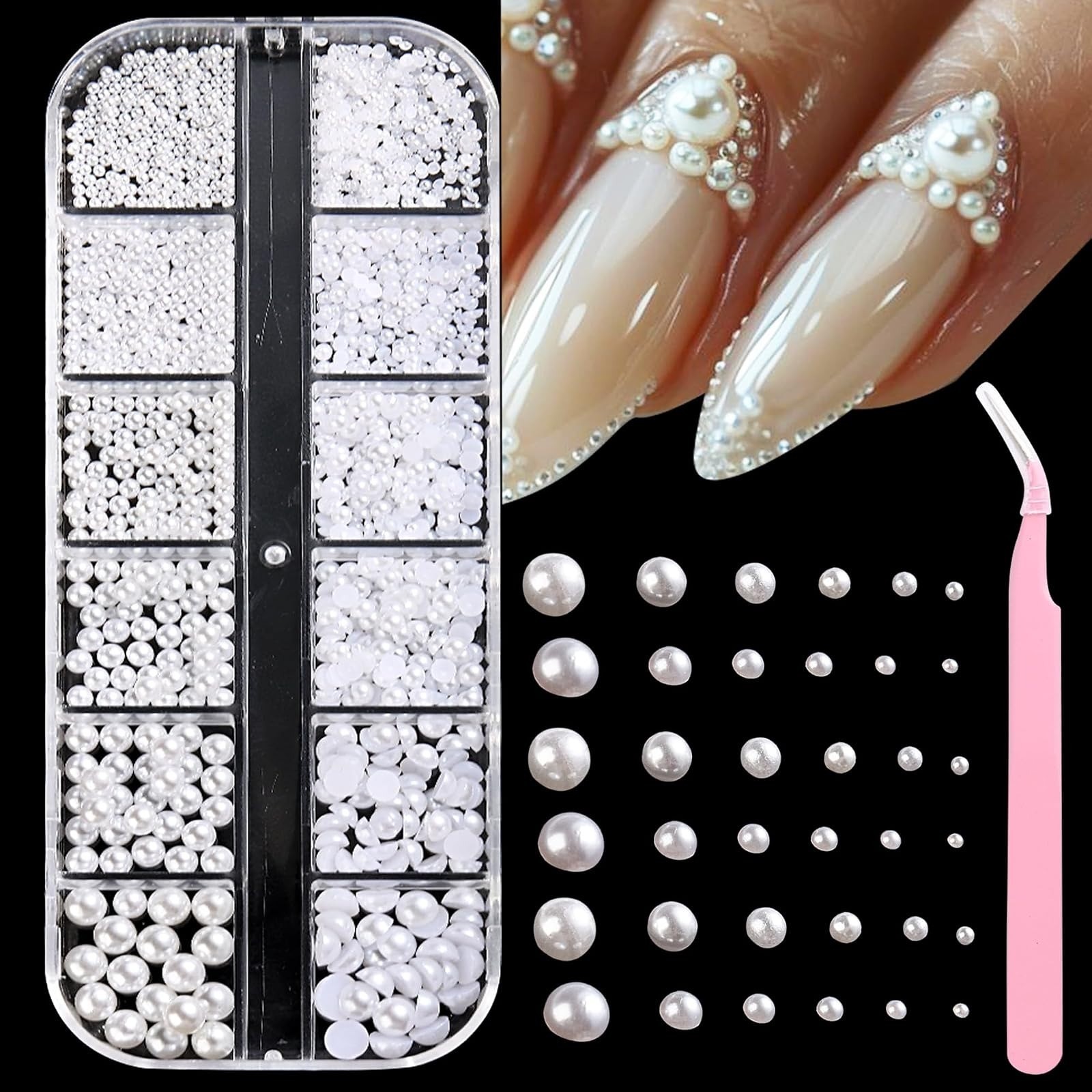 3D Nail Beads Set with Magnet Picker Tool | Nail Art Decoration Supplies