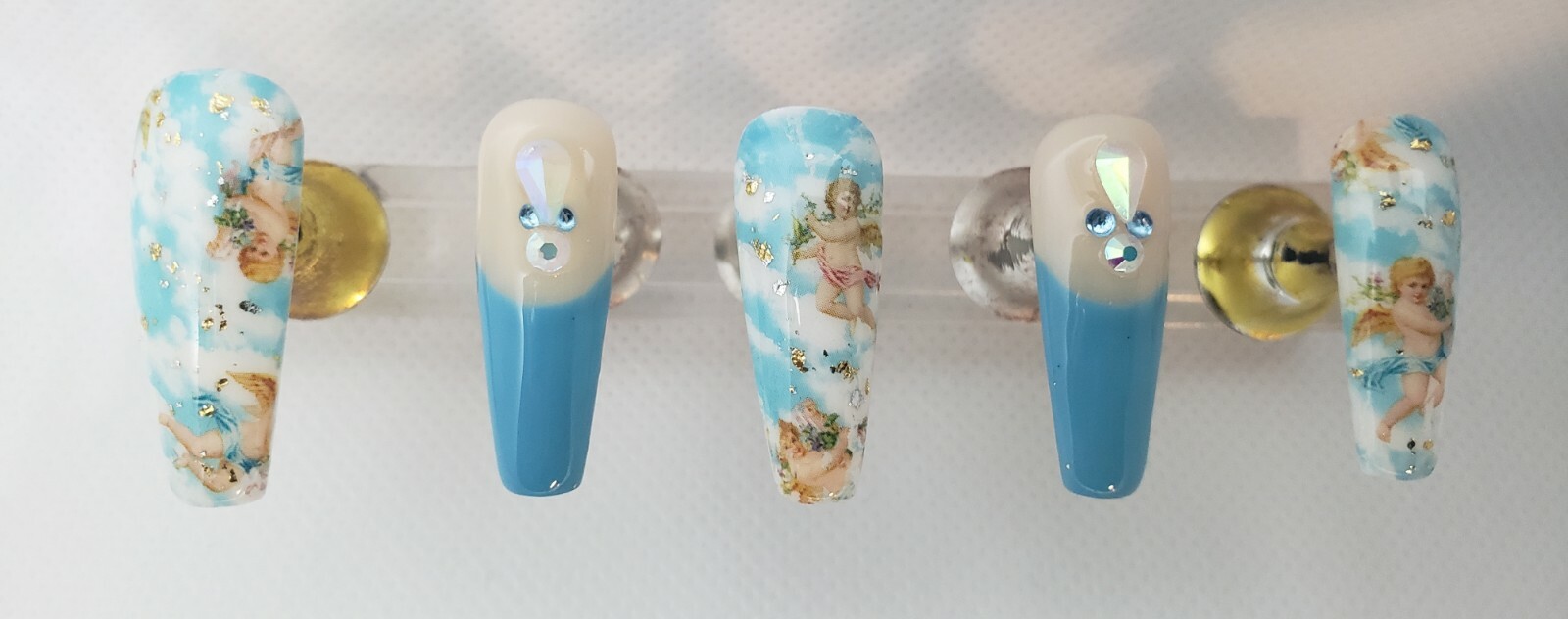 Press on nails/Angel Sky French/Coffin long length 