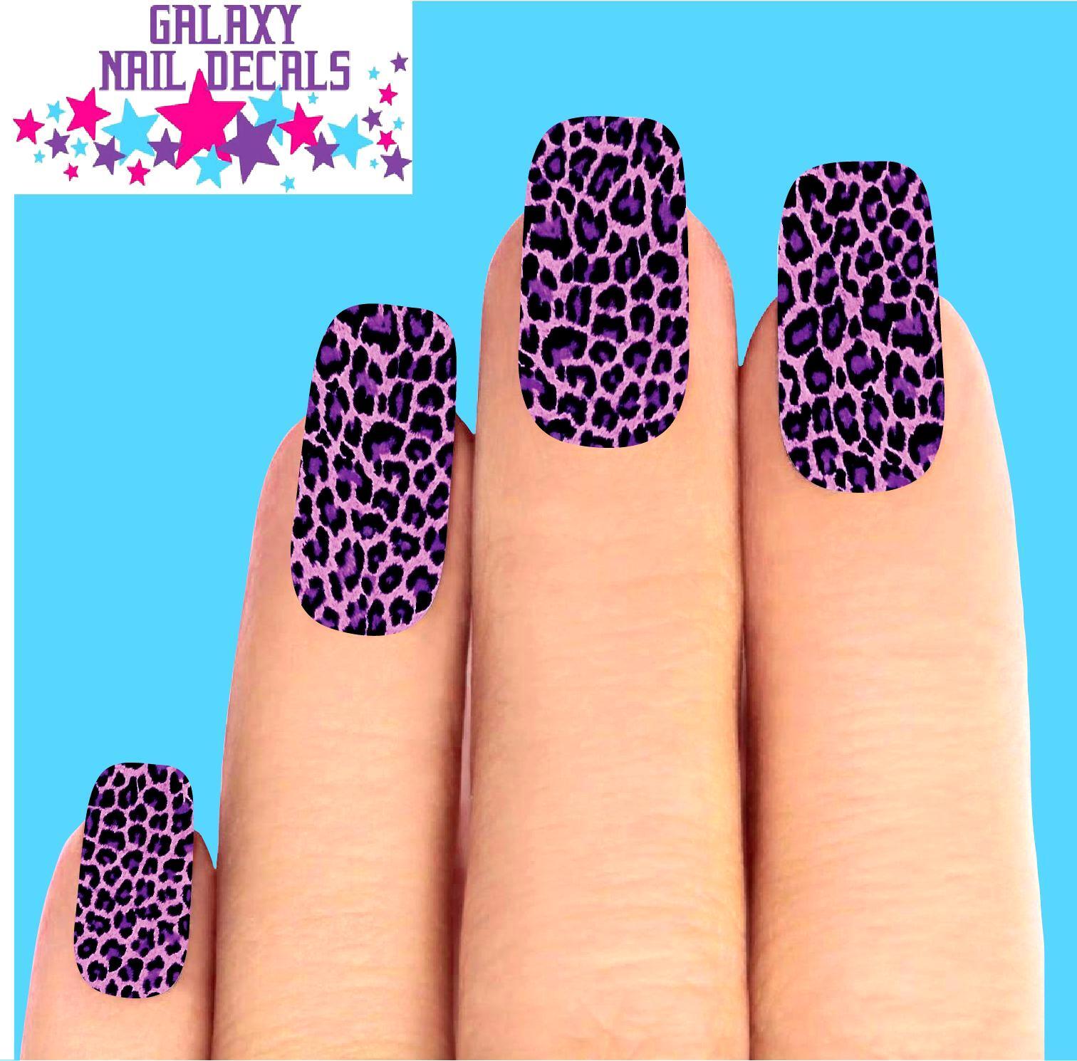 Waterslide Full Nail Decals – Set of 10 Purple Leopard Print