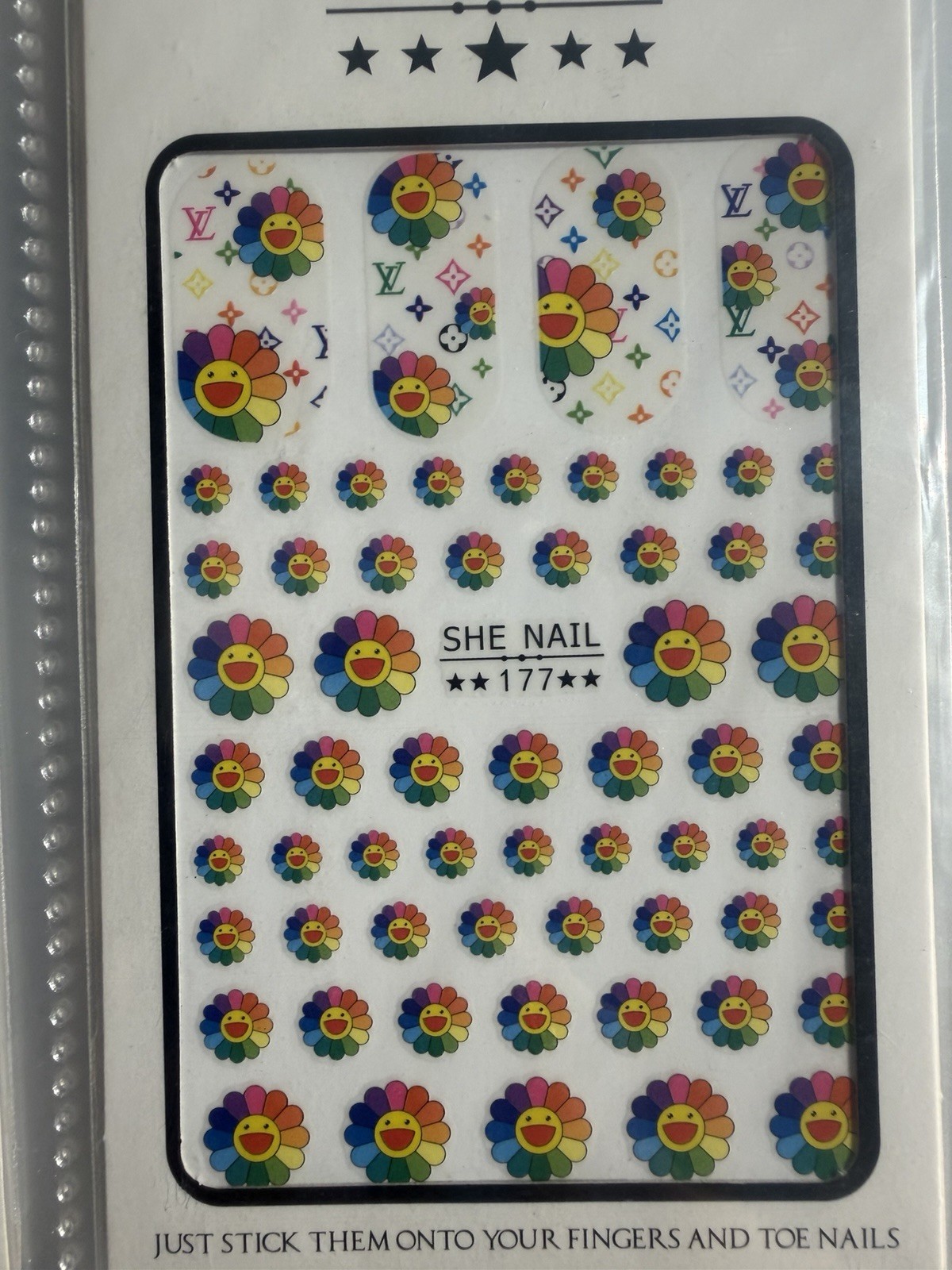 SHE NAIL 3D Self-Adhesive Flower Nail Art Stickers, Multicolor, 6 sheets