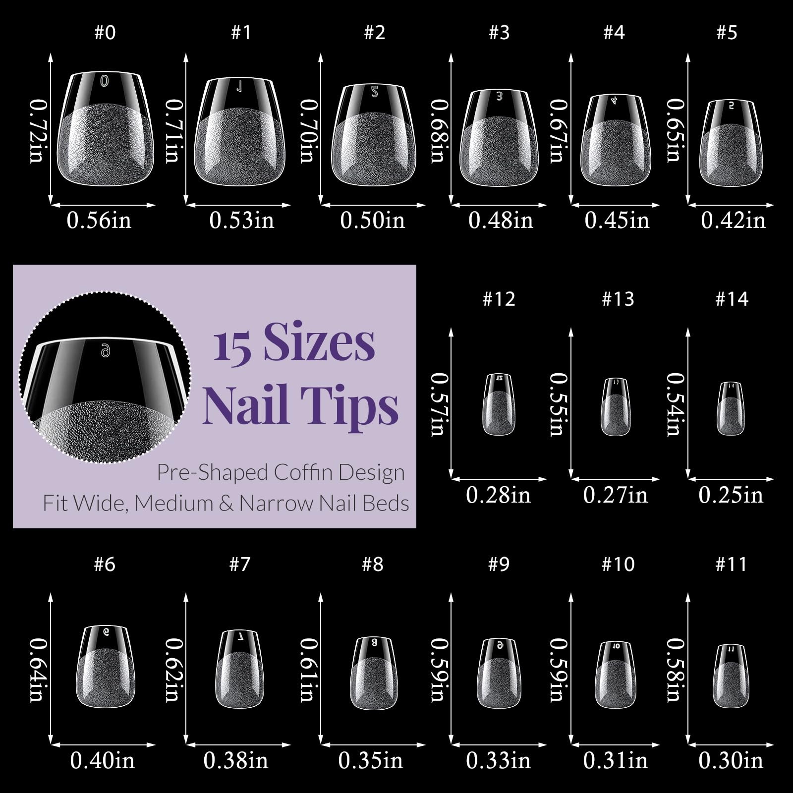 Extra Short Coffin Nail Tips, 360 Pcs Soft Acrylic Nail Tips, 15 Sizes Extra …