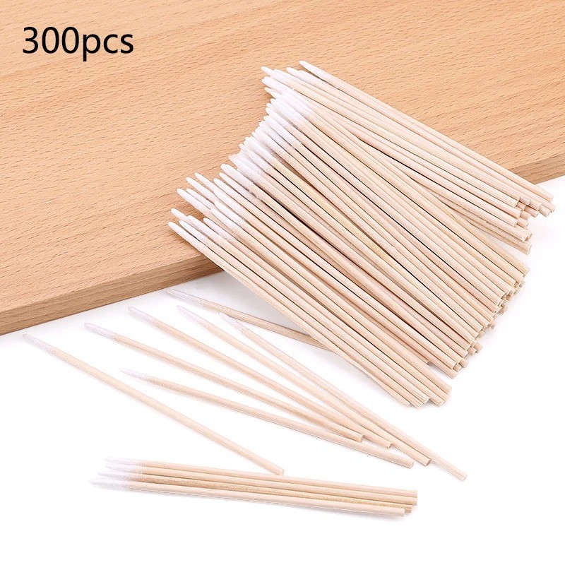 100/300 Wooden Cotton Swabs Nail Art Sticks Manicure Polish Remover Clean Tool