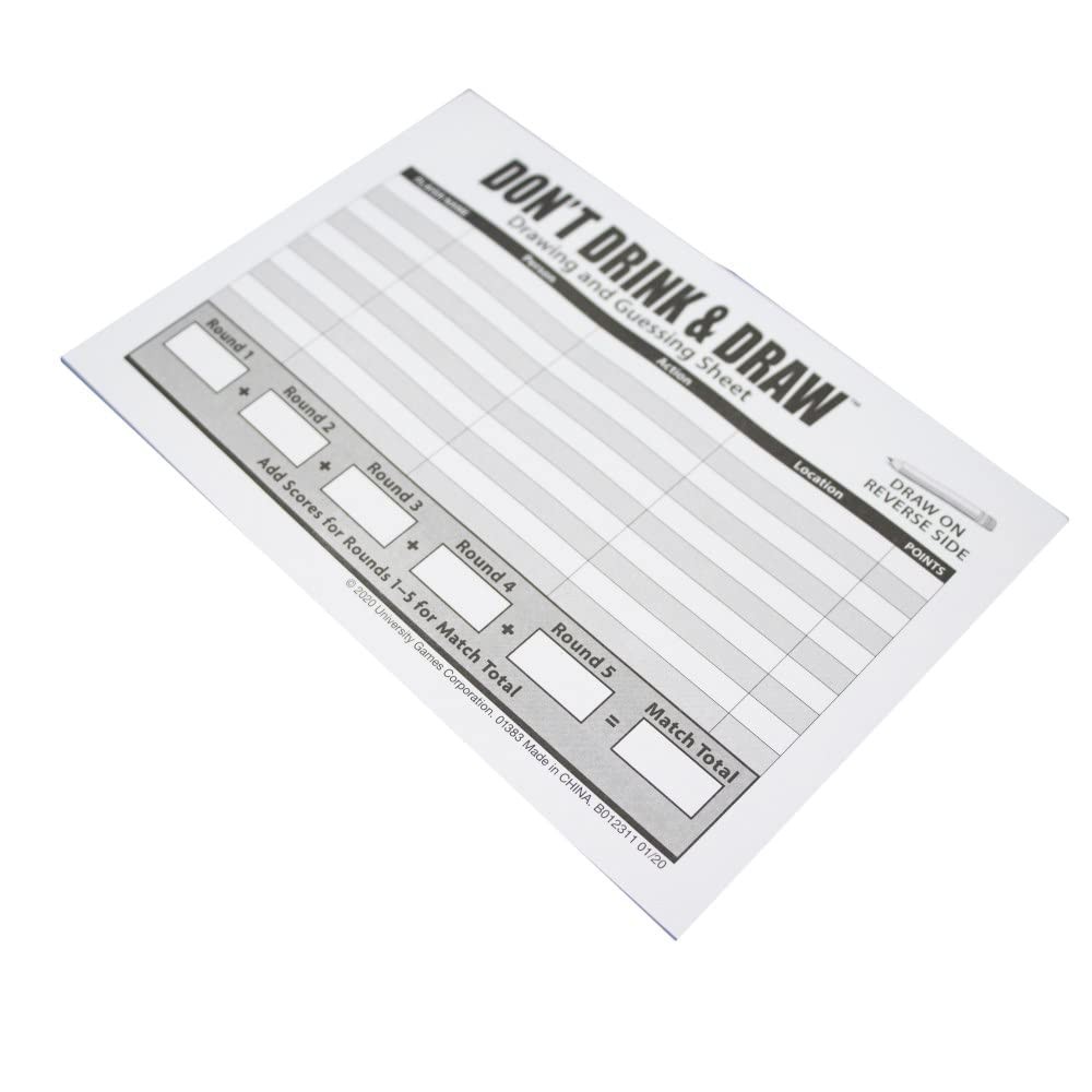 University Games, Don’t Drink and Draw Game, Drawing Game of 5x2x8, White