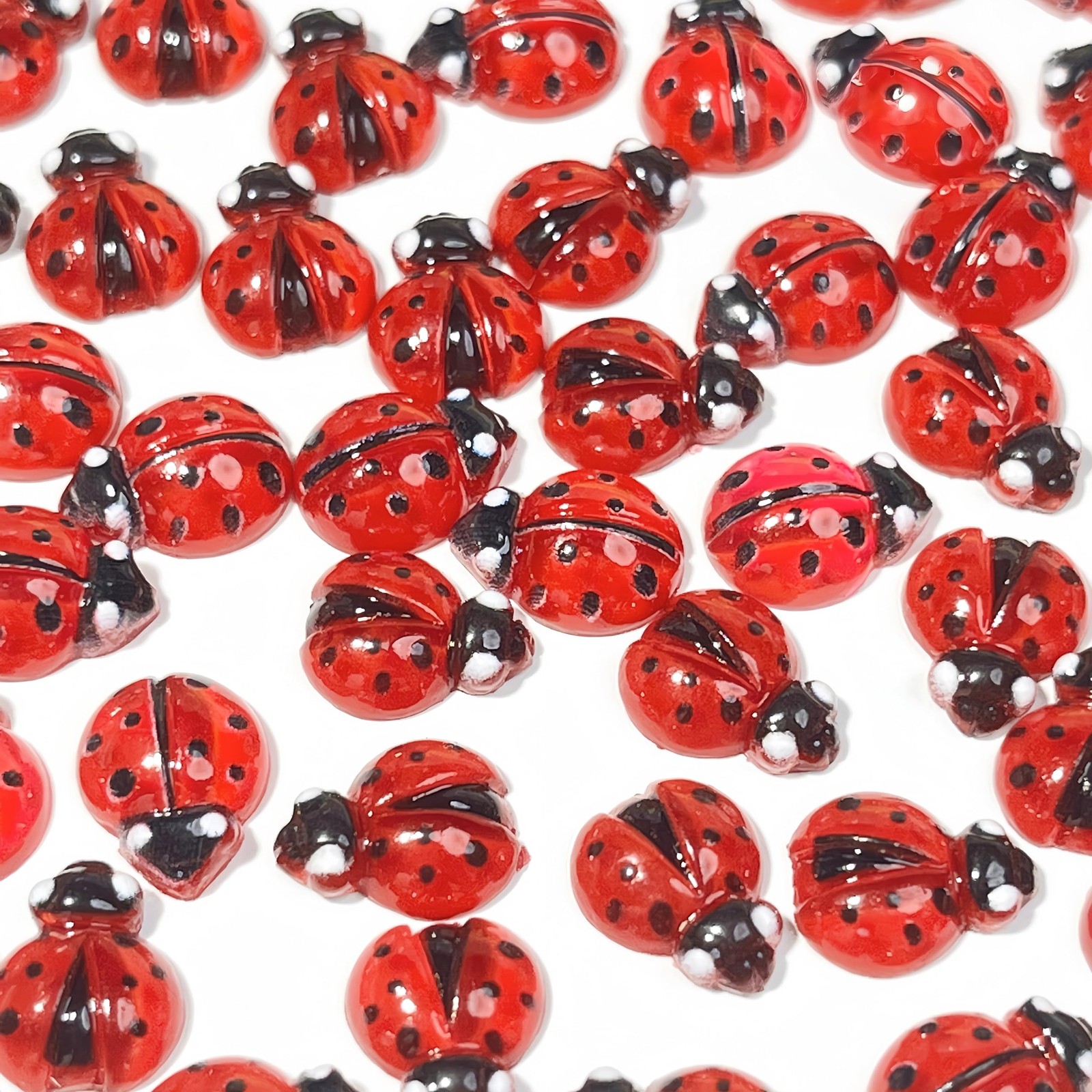 Tephrent 200Pcs Red 3D Ladybug Nail Charms Rhinestones Insect Gems