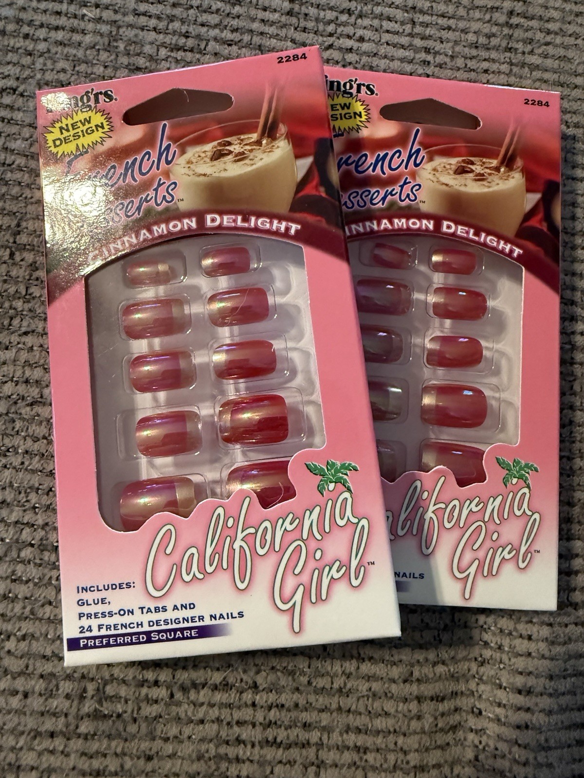 Lot of 2 Fing’rs California Girl Press On Nails 2284-Cinnamon Delight