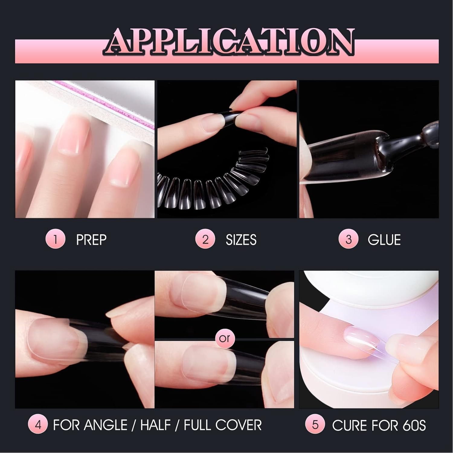 Quick-Curing Soft Gel Nail Extensions Kit – 240 Full Cover Tips in 10 Sizes