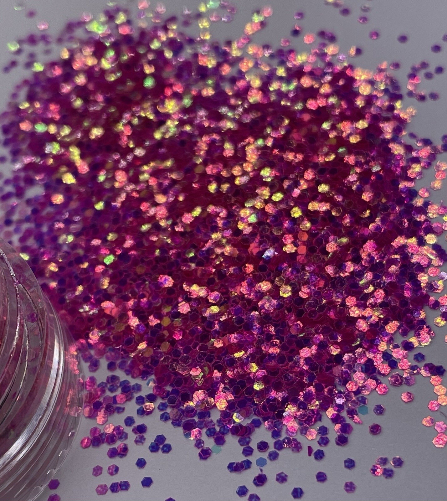 Holographic Rainbow RoseGold Pink Nail Hexagon Iridescent Shape Glitter Stack