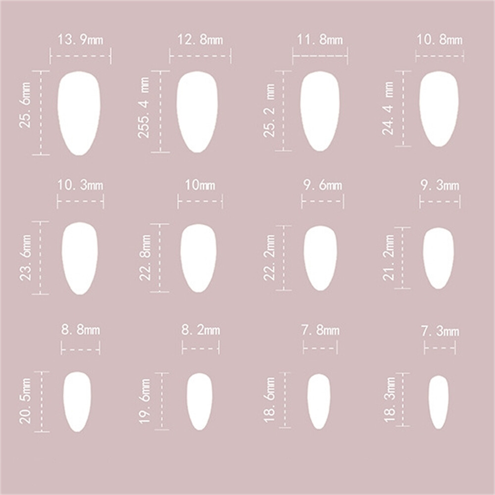 Short Almond Press-On Fake Nail 3D Silver Irregular French Glossy Manicure 24pcs