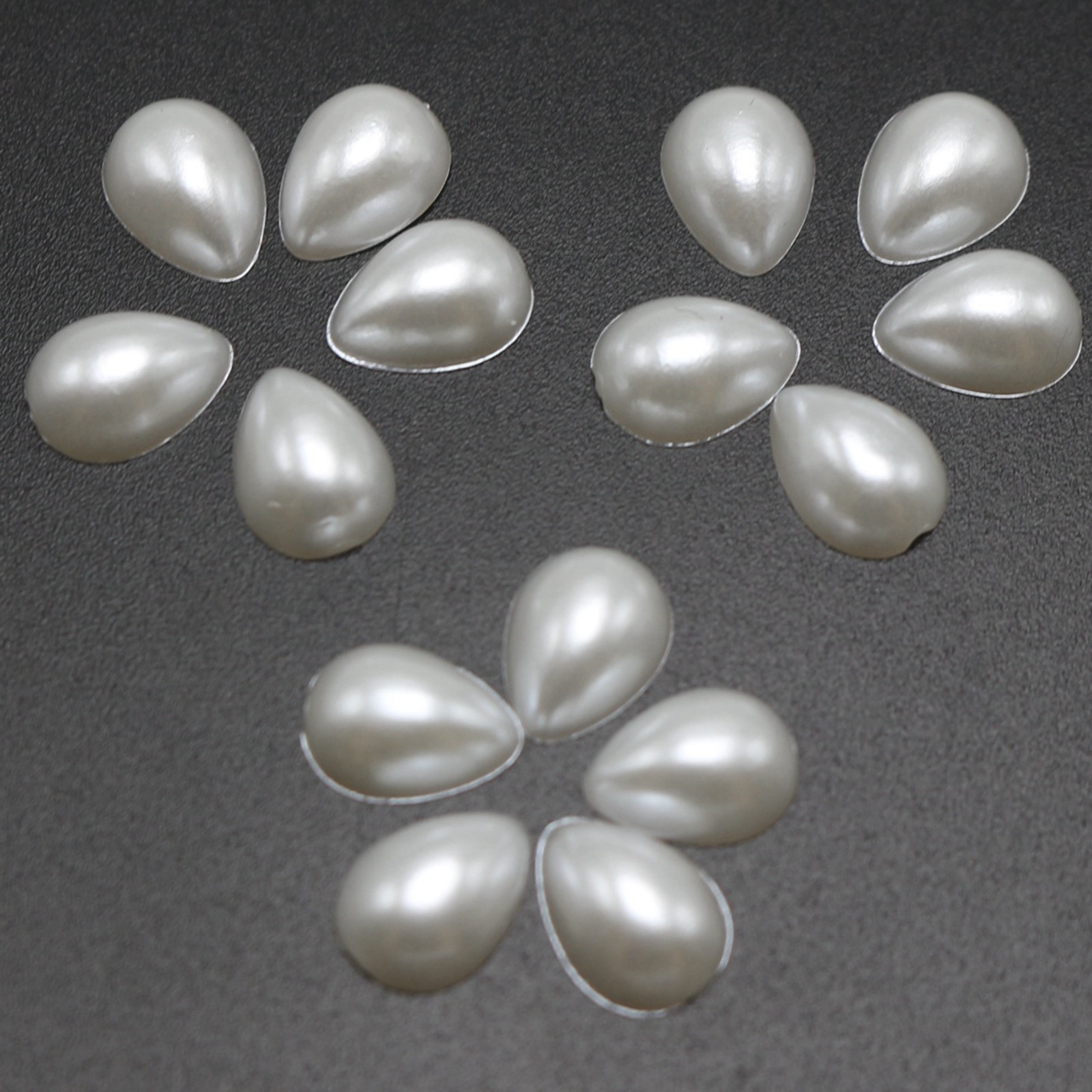 500 Pure White Tear Drop Half Pearl Bead Flat Back Gem 6X8mm Scrapbook Flatback