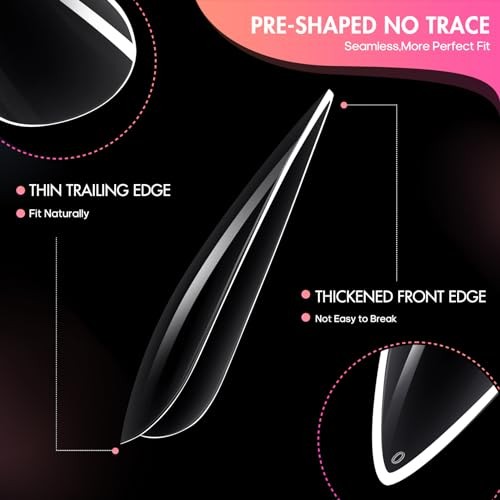 Long Almond Nail Tips 240pcs Stiletto Soft Gel Long Clear Almond Nail Tips