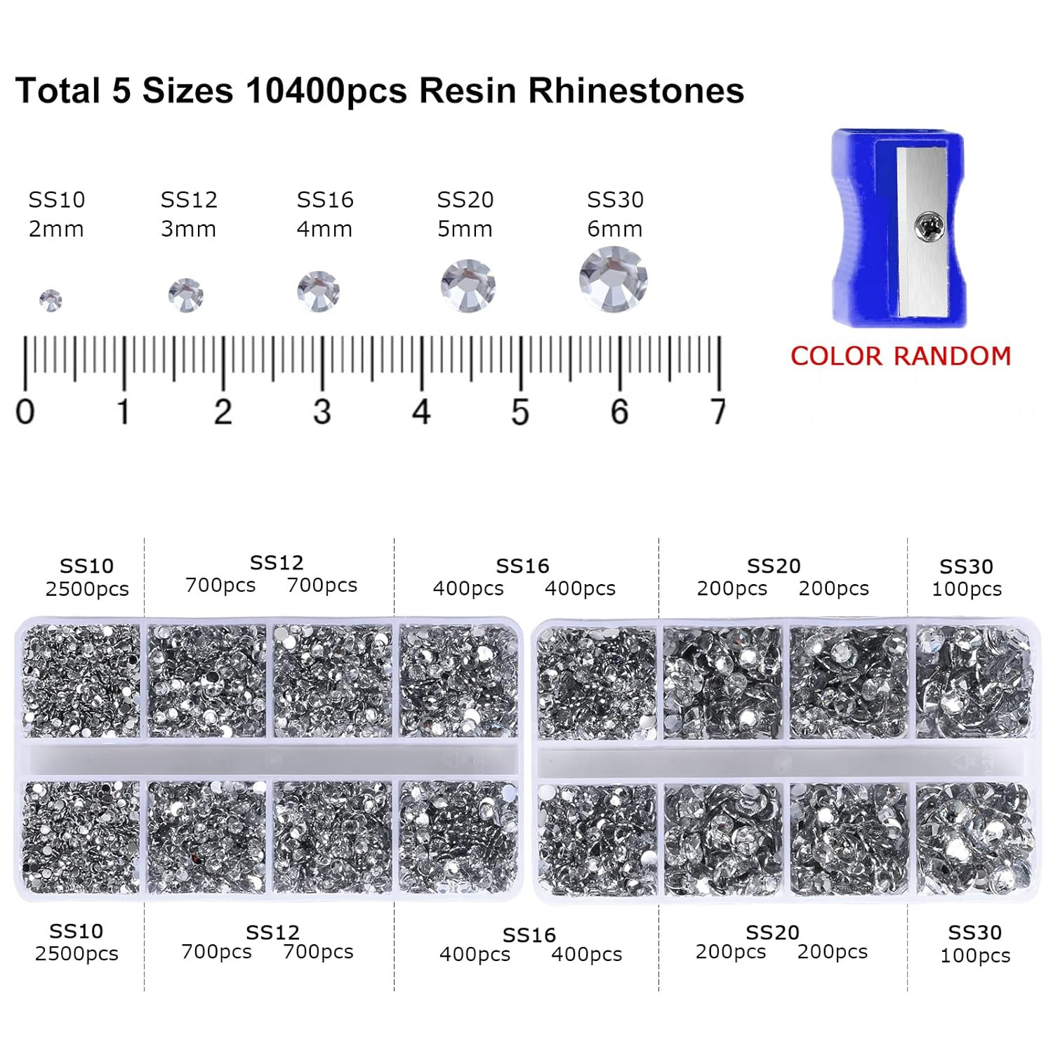 10400 PCS White Rhinestones, Jelly Resin Crystals for Nails & Crafts with 15 Cm