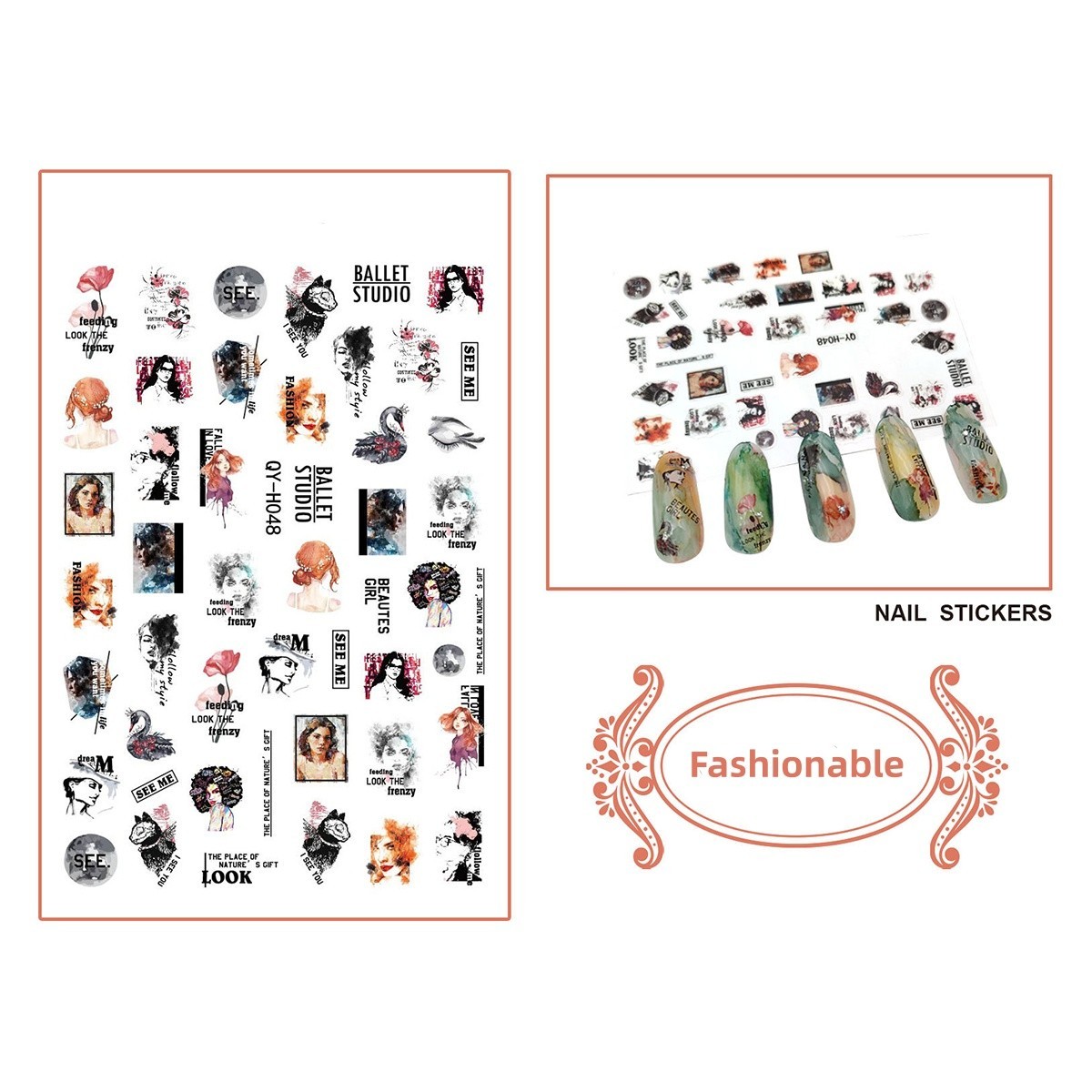 Graffiti Fun Nail Art Stickers Self-Adhesive Minimalist Design Nail Decorations