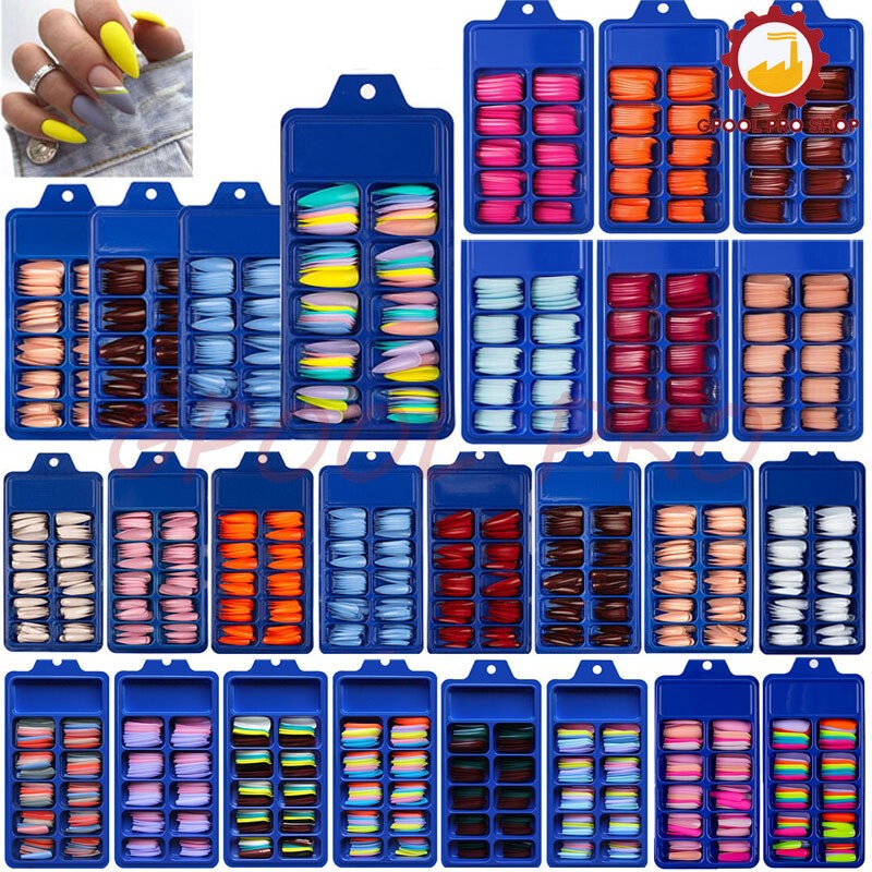 240/100PCS Full Cover Long Coffin Fake Nails Art Manicure False Nail Tips Matte
