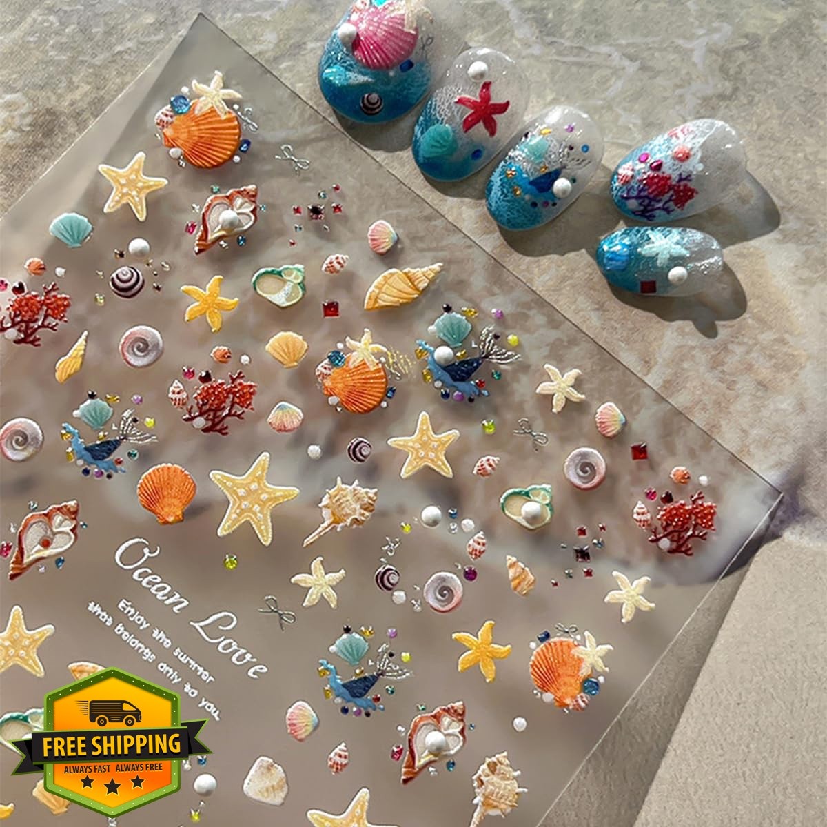 Sutaozhi Summer Beach Nail Stickers 21 Pearl