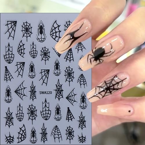 8 Sheets Halloween Nail Art Stickers Decals Black White Gold Halloween 01