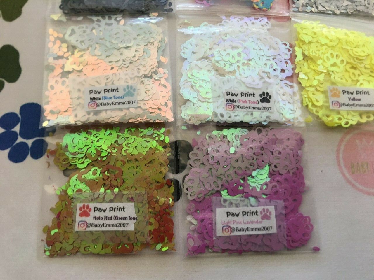 Solvent Resistant Pet PAW/DogPaw shape Glitter(U Pick Color)Nail Art Face Crafts